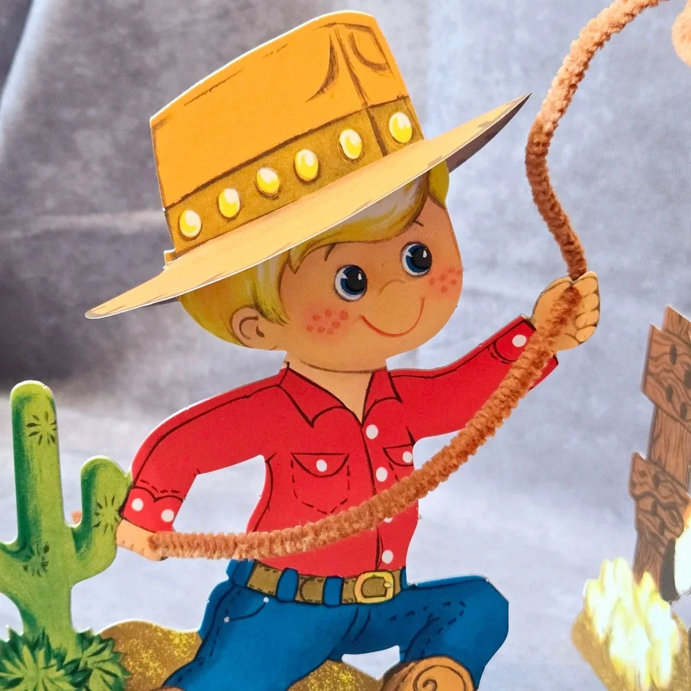 Freckles Cowboy Horse Centerpiece Hallmark‎ Cardboard 3D Vintage Party